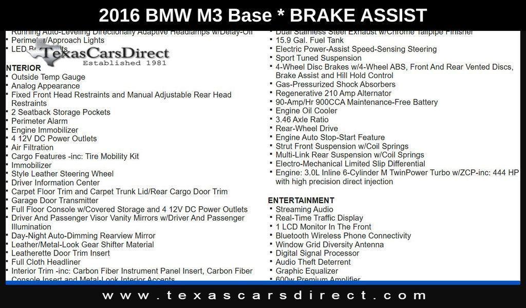 used 2016 BMW M3 car, priced at $35,997