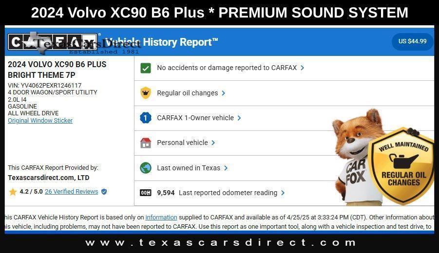 used 2024 Volvo XC90 car, priced at $49,998