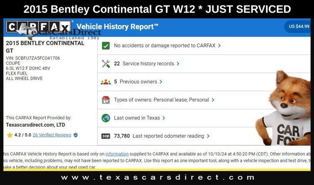 used 2015 Bentley Continental GT car, priced at $65,751