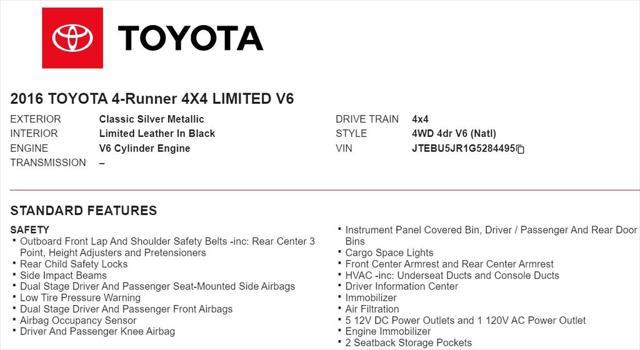 used 2016 Toyota 4Runner car, priced at $21,988