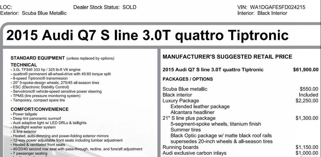 used 2015 Audi Q7 car, priced at $13,498