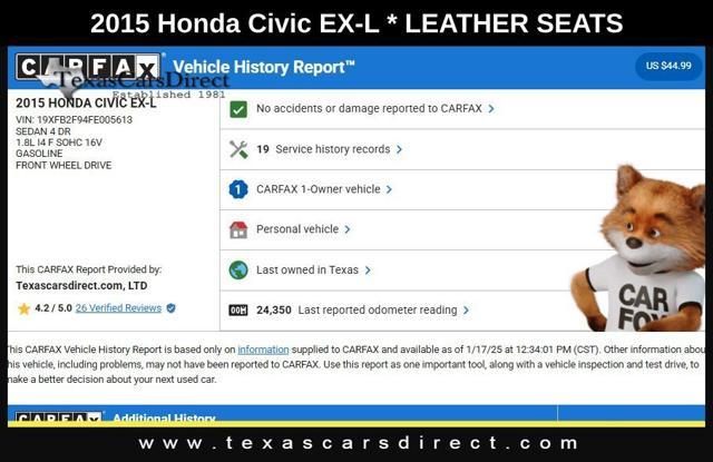 used 2015 Honda Civic car, priced at $16,915