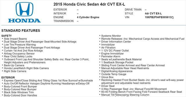 used 2015 Honda Civic car, priced at $16,915