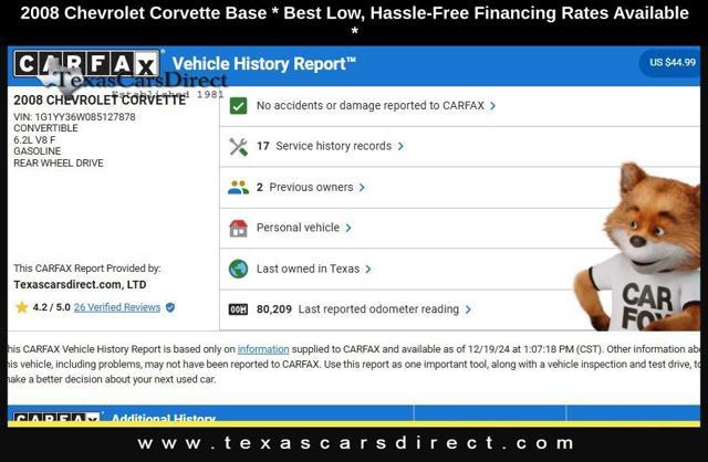 used 2008 Chevrolet Corvette car, priced at $22,786