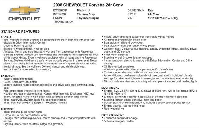 used 2008 Chevrolet Corvette car, priced at $22,786