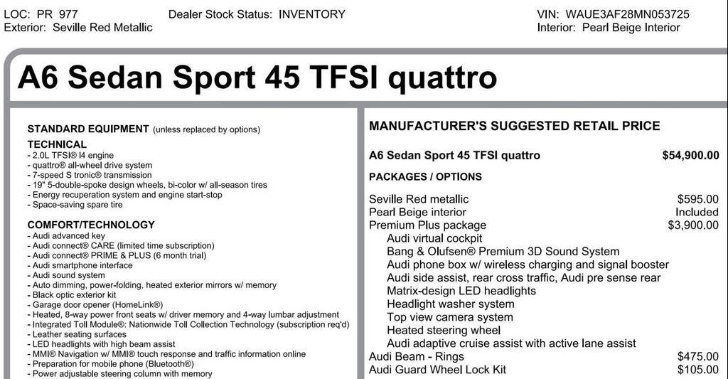 used 2021 Audi A6 car, priced at $32,897