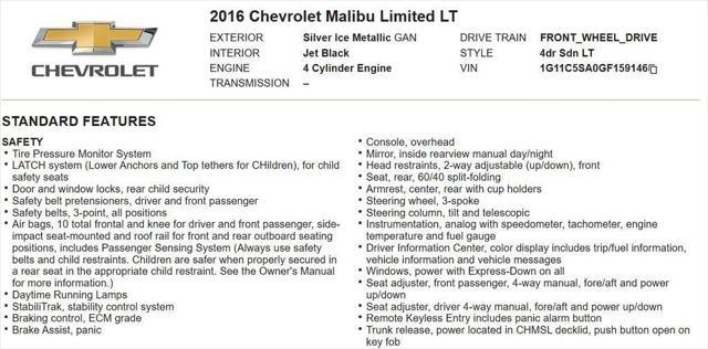 used 2016 Chevrolet Malibu Limited car, priced at $7,800