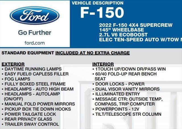 used 2022 Ford F-150 car, priced at $39,990