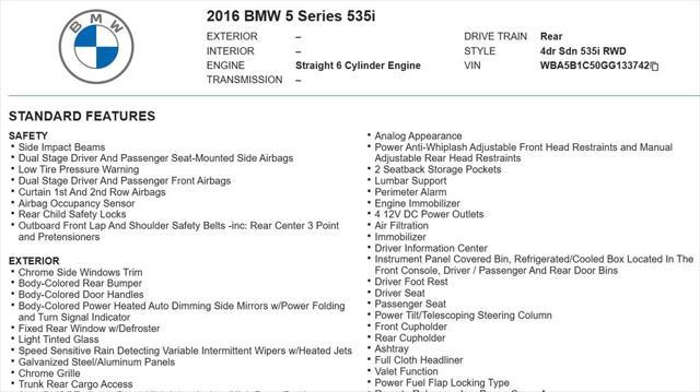 used 2016 BMW 535 car, priced at $14,849