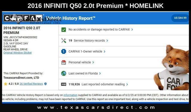 used 2016 INFINITI Q50 car, priced at $10,980