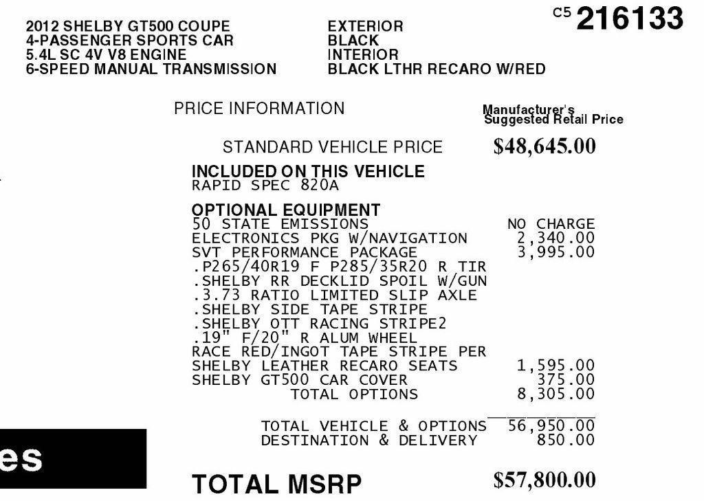 used 2012 Ford Shelby GT500 car, priced at $39,800