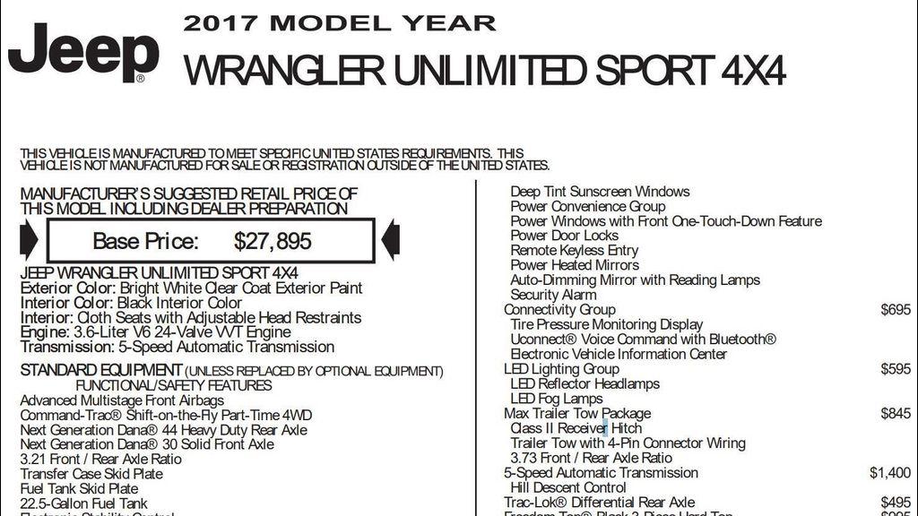 used 2017 Jeep Wrangler Unlimited car, priced at $18,949