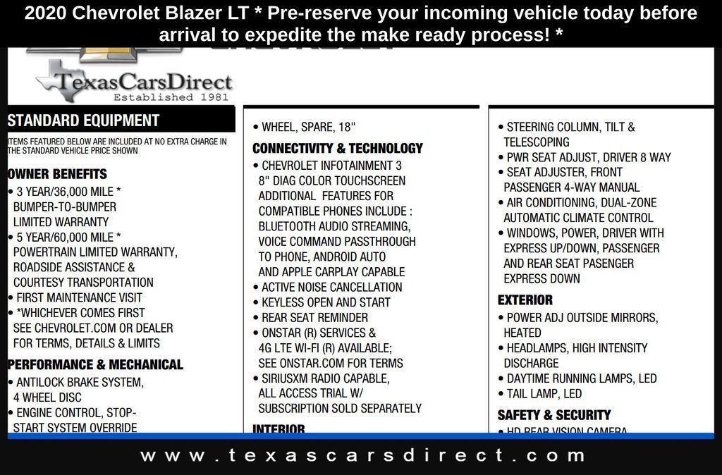 used 2020 Chevrolet Blazer car, priced at $18,595