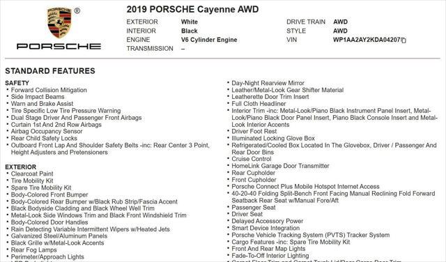used 2019 Porsche Cayenne car, priced at $32,995