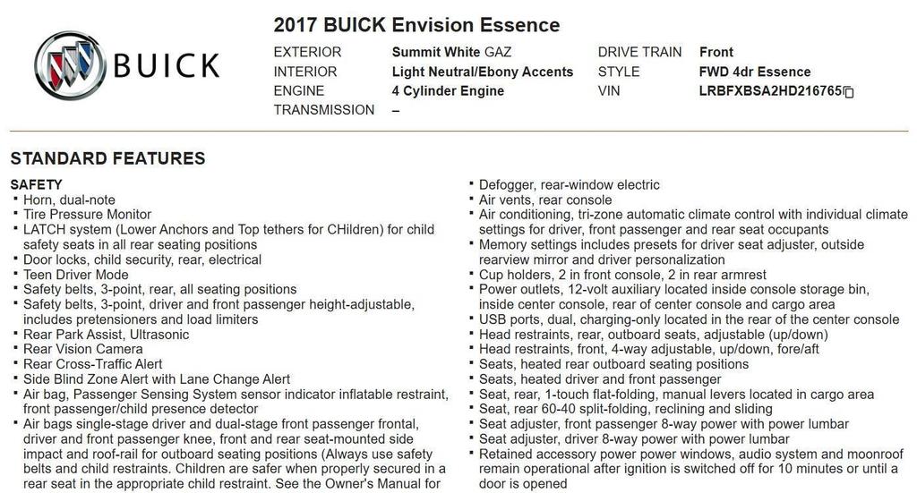 used 2017 Buick Envision car, priced at $15,460