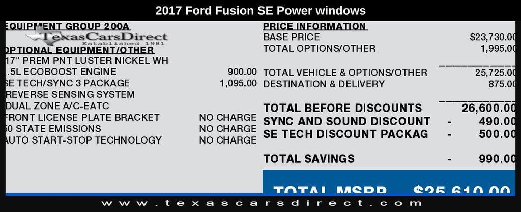 used 2017 Ford Fusion car, priced at $11,739