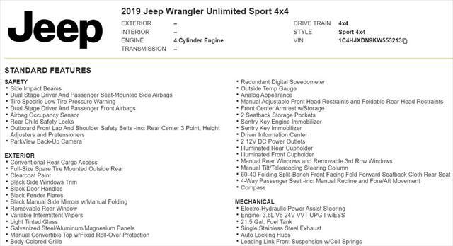 used 2019 Jeep Wrangler Unlimited car, priced at $19,998