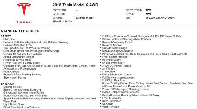 used 2018 Tesla Model X car, priced at $29,959