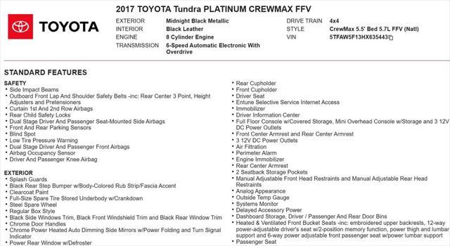 used 2017 Toyota Tundra car, priced at $19,998