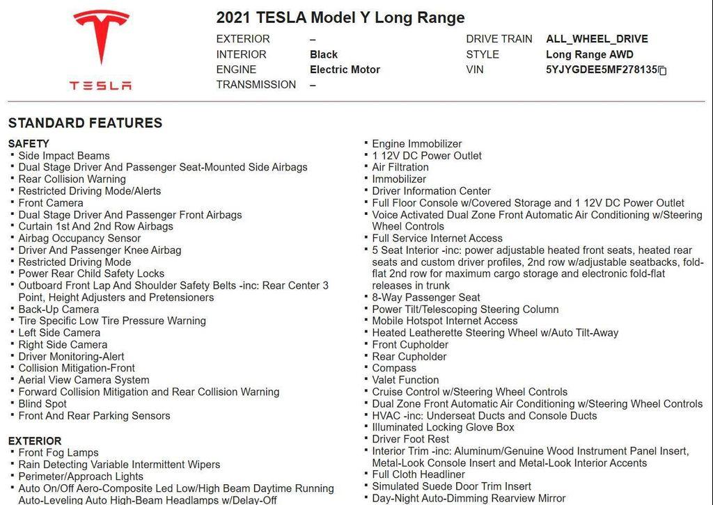 used 2021 Tesla Model Y car, priced at $24,495