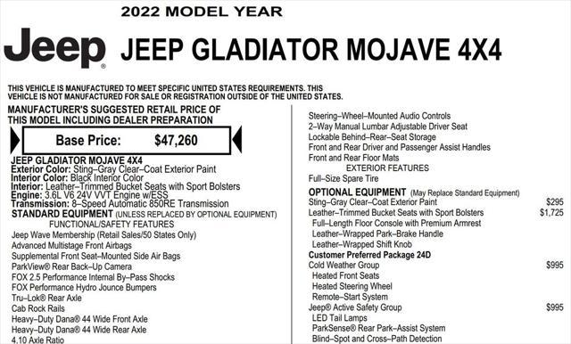 used 2022 Jeep Gladiator car, priced at $37,989