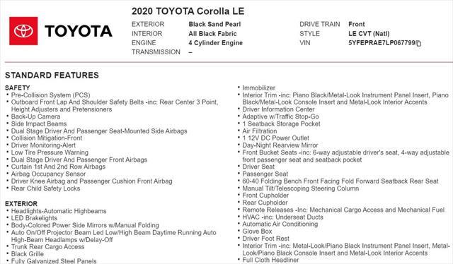 used 2020 Toyota Corolla car, priced at $16,899