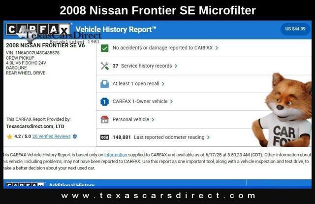 used 2008 Nissan Frontier car, priced at $8,995