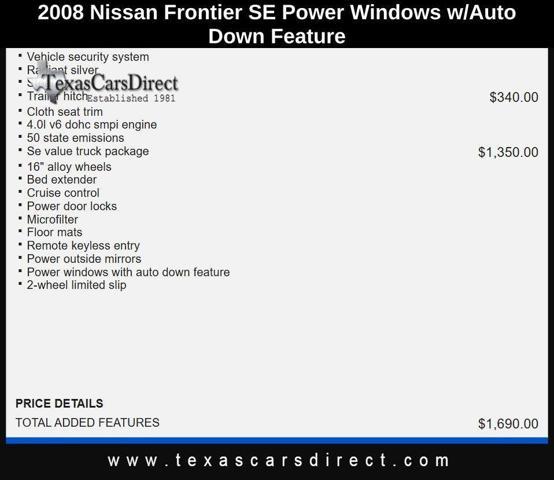 used 2008 Nissan Frontier car, priced at $8,995