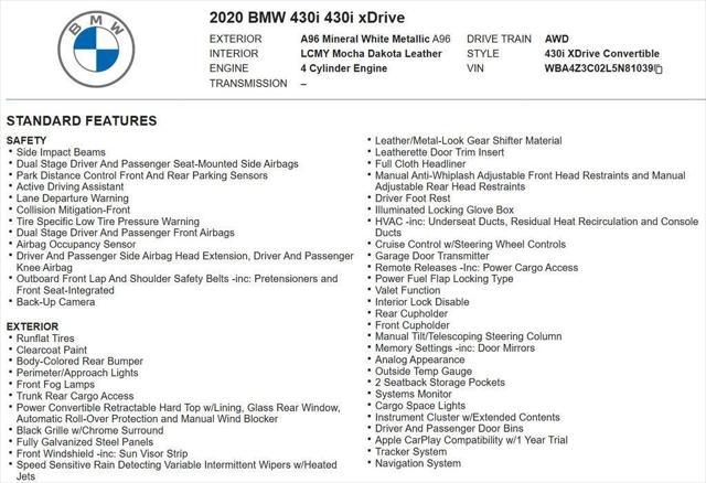 used 2020 BMW 430 car, priced at $31,795