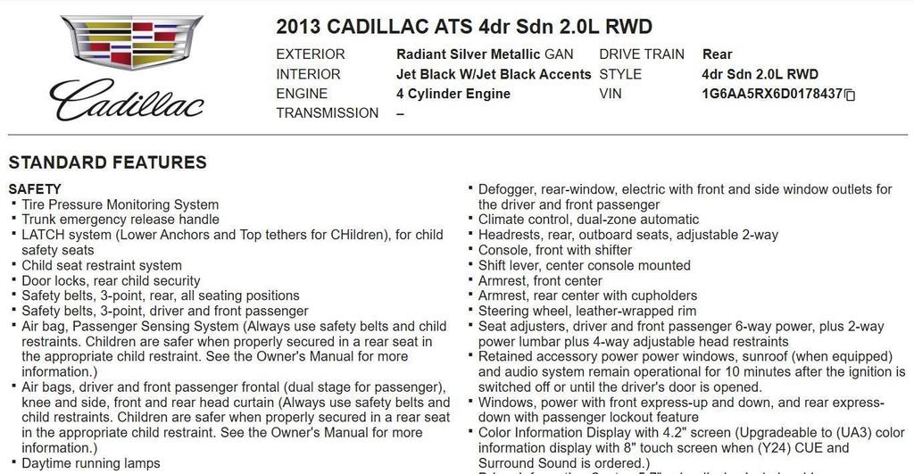 used 2013 Cadillac ATS car, priced at $10,995