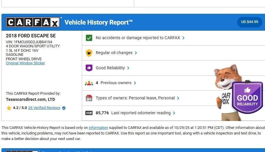 used 2018 Ford Escape car, priced at $10,980