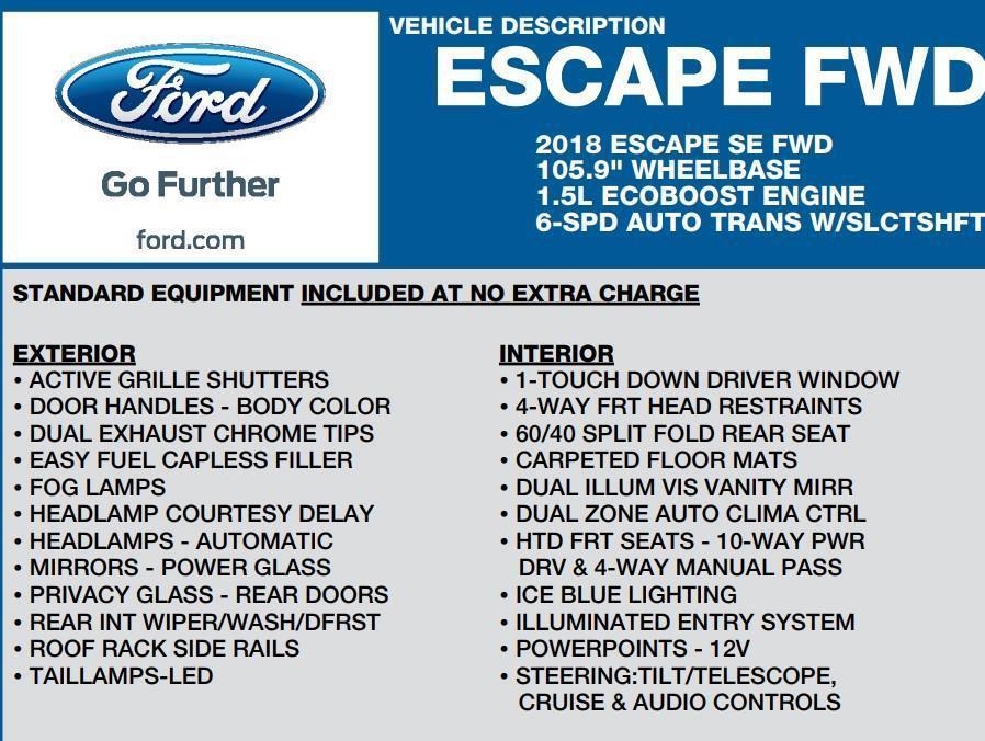 used 2018 Ford Escape car, priced at $10,980