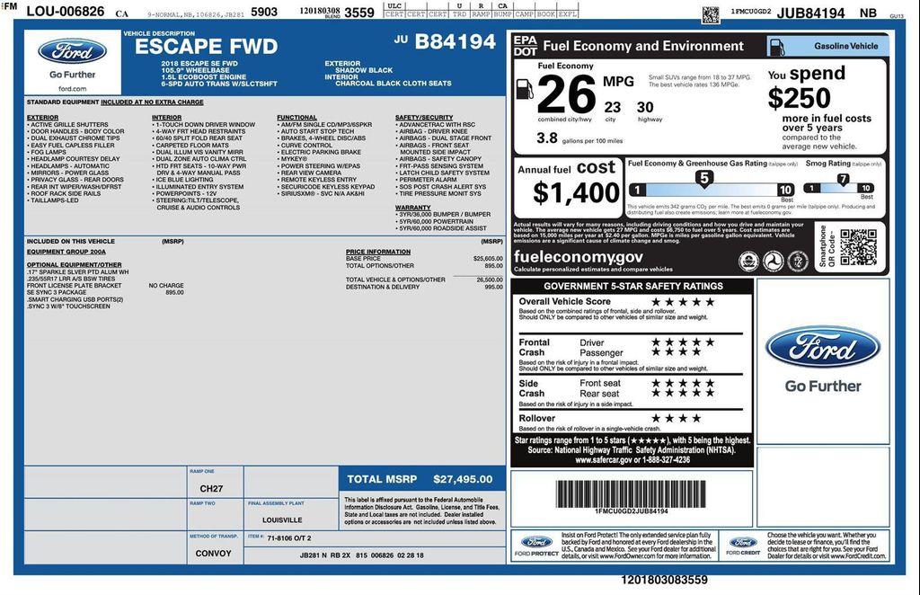 used 2018 Ford Escape car, priced at $10,980