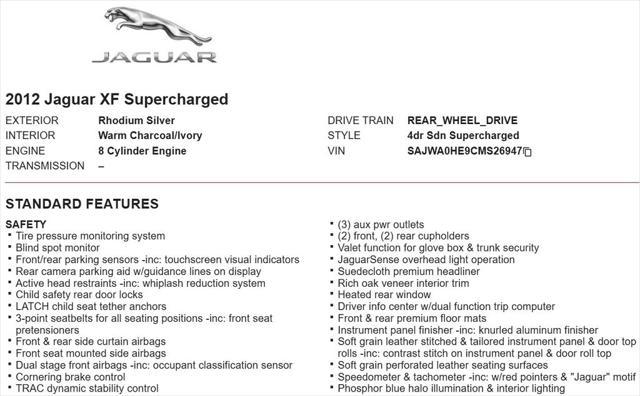 used 2012 Jaguar XF car, priced at $9,849