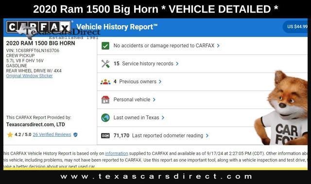 used 2020 Ram 1500 car, priced at $28,476