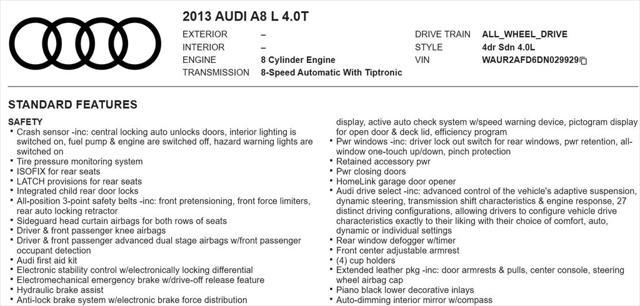 used 2013 Audi A8 car, priced at $14,949