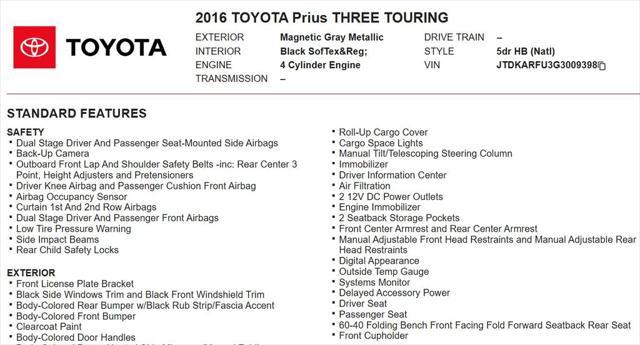 used 2016 Toyota Prius car, priced at $11,980