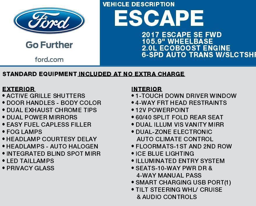 used 2017 Ford Escape car, priced at $10,498