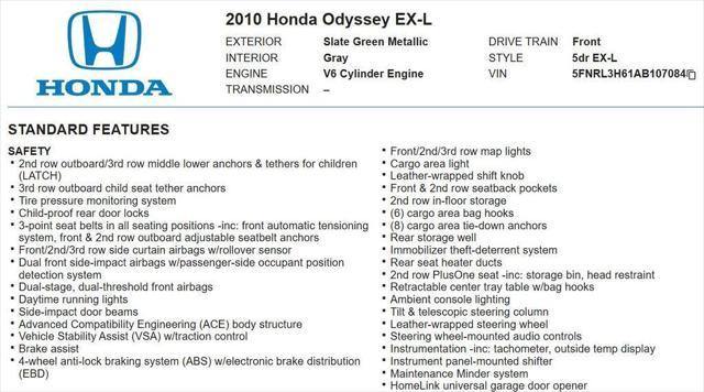used 2010 Honda Odyssey car, priced at $7,998