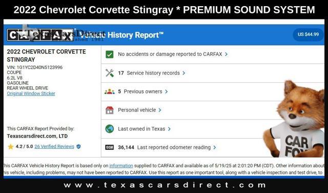 used 2022 Chevrolet Corvette car, priced at $64,988