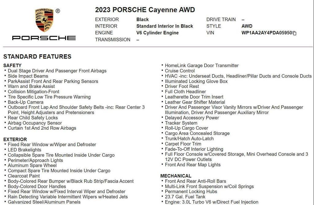 used 2023 Porsche Cayenne car, priced at $62,900