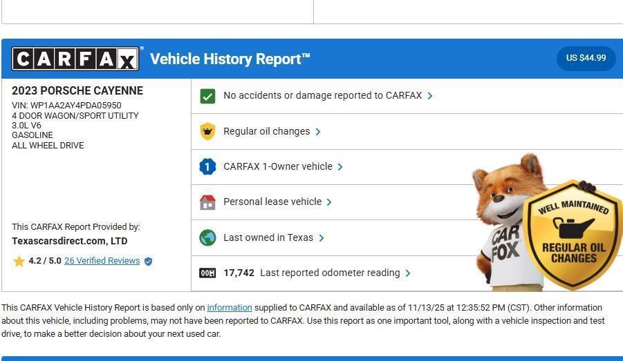 used 2023 Porsche Cayenne car, priced at $62,900