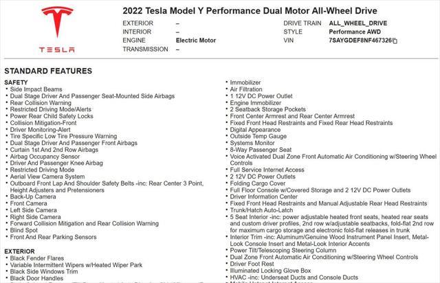 used 2022 Tesla Model Y car, priced at $29,975
