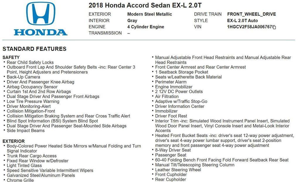 used 2018 Honda Accord car, priced at $21,987
