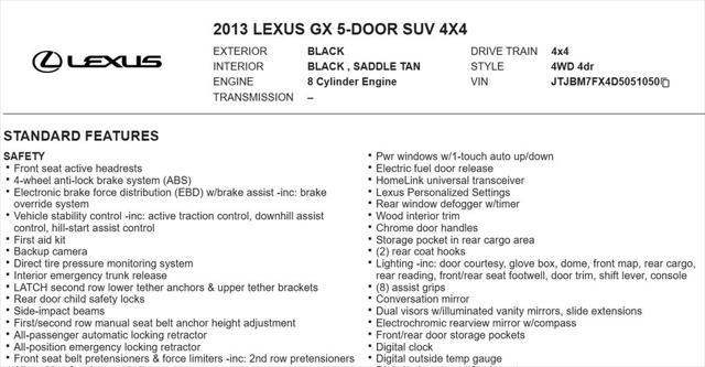 used 2013 Lexus GX 460 car, priced at $19,998
