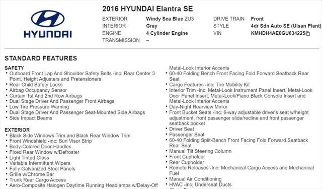 used 2016 Hyundai Elantra car, priced at $9,998