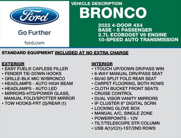 used 2022 Ford Bronco car, priced at $40,986