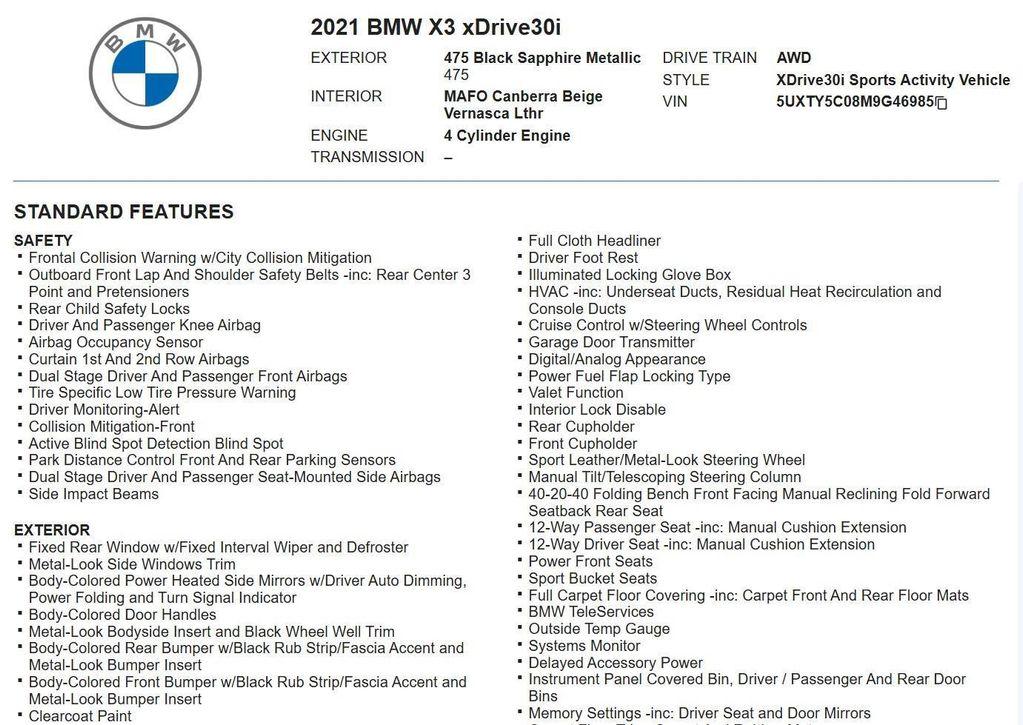 used 2021 BMW X3 car, priced at $29,790