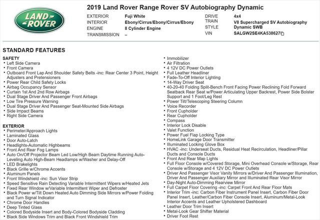 used 2019 Land Rover Range Rover car, priced at $79,995