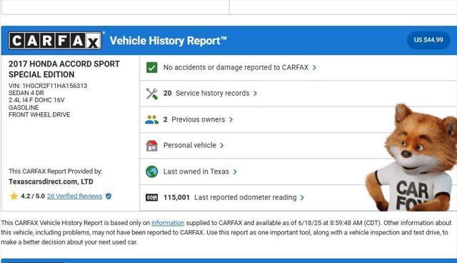 used 2017 Honda Accord car, priced at $15,995